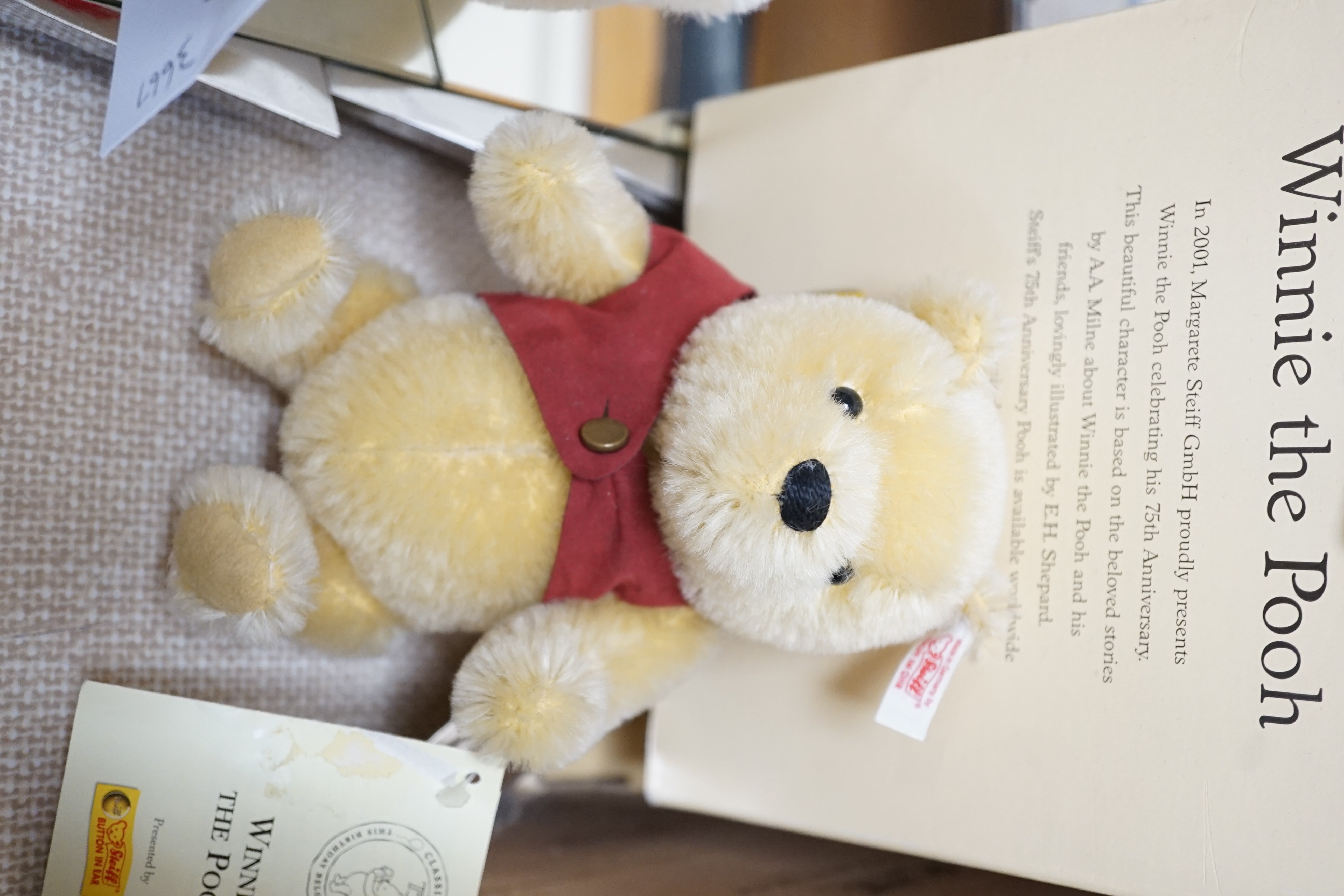 A selection of teddy bears, to include a boxed Steiff bear